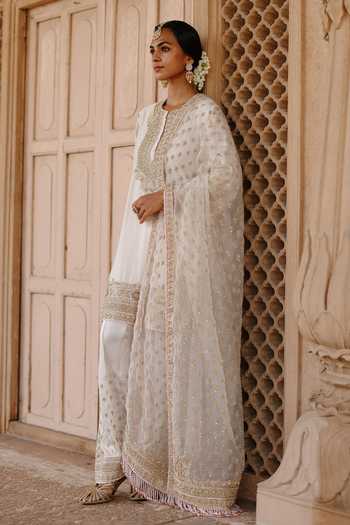 Sheetal Batra Ivory , Chanderi, Satin, Ansha Short Embroidered Kurta Salwar Set Online at Aza Fashions Sheetal Batra_Ivory , Chanderi, Satin, Ansha Short Embroidered Kurta Salwar Set _Online_at_Aza_Fashions