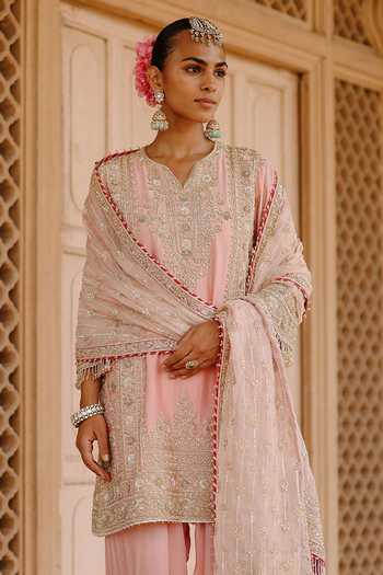Sheetal Batra Pink , Chanderi, Satin, Elaya Embroidered Short Kurta Salwar Set Online at Aza Fashions Sheetal Batra_Pink , Chanderi, Satin, Elaya Embroidered Short Kurta Salwar Set _Online_at_Aza_Fashions
