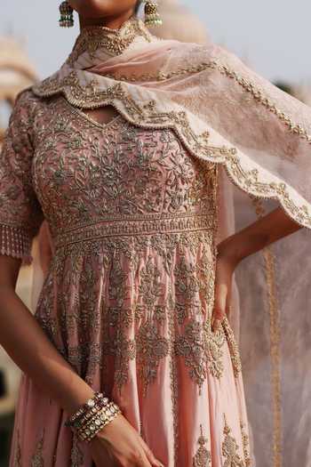Sheetal Batra Peach , Chanderi, Organza Mahrosh Embroidered Kalidar Anarkali Set at Aza Fashions Sheetal Batra_Peach , Chanderi, Organza Mahrosh Embroidered Kalidar Anarkali Set _at_Aza_Fashions