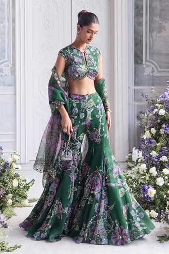 Mahima Mahajan Nora Floral Embroidered Blouse & Sharara Set 