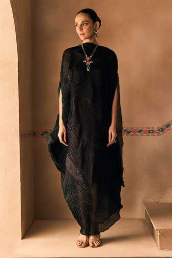 Buy 1999ad By Amita & Deepak Black Organza High Neck Crushed Draped Dress Set Online at Aza Fashions Buy_1999ad By Amita & Deepak_Black Organza High Neck Crushed Draped Dress Set _Online_at_Aza_Fashions