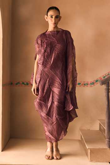 1999ad By Amita & Deepak Purple Organza High Neck Marshala Crushed Draped Dress Set Online at Aza Fashions 1999ad By Amita & Deepak_Purple Organza High Neck Marshala Crushed Draped Dress Set _Online_at_Aza_Fashions