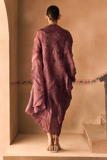 1999ad By Amita & Deepak Marshala Crushed Organza Draped Dress Set