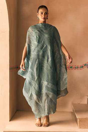 Buy 1999ad By Amita & Deepak Green Organza Crushed Draped Dress Set Online at Aza Fashions Buy_1999ad By Amita & Deepak_Green Organza Crushed Draped Dress Set _Online_at_Aza_Fashions
