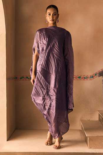 1999ad By Amita & Deepak Lavender Organza High Neck Crushed Draped Dress Set Online at Aza Fashions 1999ad By Amita & Deepak_Lavender Organza High Neck Crushed Draped Dress Set _Online_at_Aza_Fashions