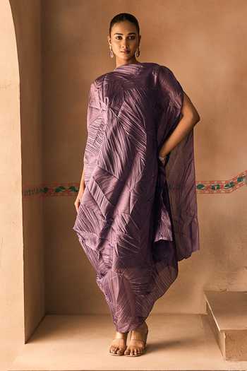 Shop 1999ad By Amita & Deepak Lavender Organza High Neck Crushed Draped Dress Set Online at Aza Fashions Shop_1999ad By Amita & Deepak_Lavender Organza High Neck Crushed Draped Dress Set _Online_at_Aza_Fashions