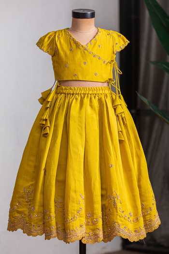 Lil Angels Mustard Dori Lehenga Set