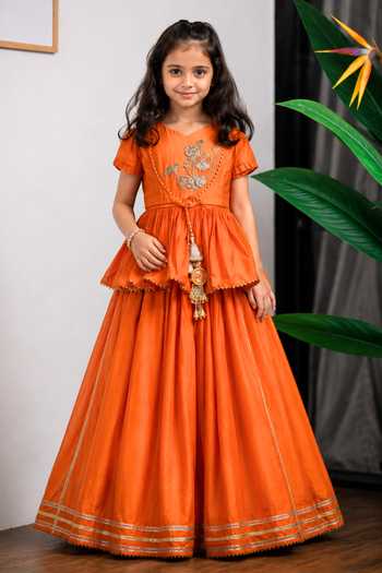 Lil Angels Lotus Embroidered Lehenga Set