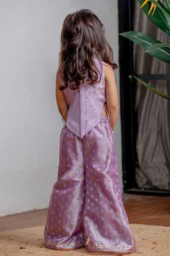 Lil Angels Purple Zari Pant Set