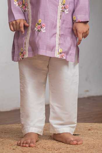 Lil Angels Purple Chanderi Kurta Set Online at Aza Fashions Lil Angels_Purple Chanderi Kurta Set _Online_at_Aza_Fashions