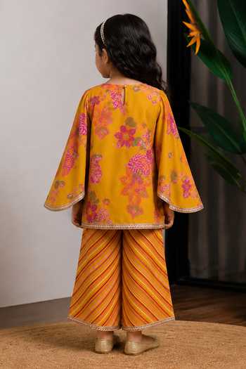 Lil Angels Mustard Printed Kurta Set
