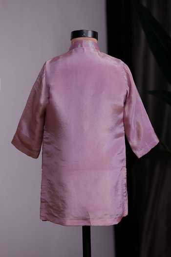 Lil Angels Purple Zari Bundi & Kurta Set