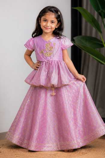 Lil Angels Purple Zari Lehenga Set