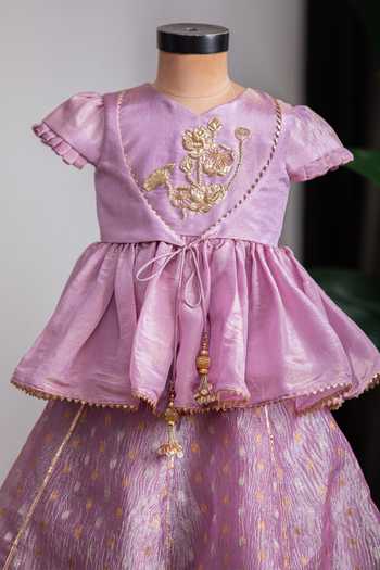 Buy Lil Angels Purple Zari Lehenga Set Online at Aza Fashions Buy_Lil Angels_Purple Zari Lehenga Set _Online_at_Aza_Fashions
