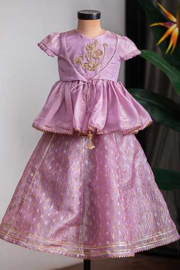 Lil Angels Purple Zari Lehenga Set