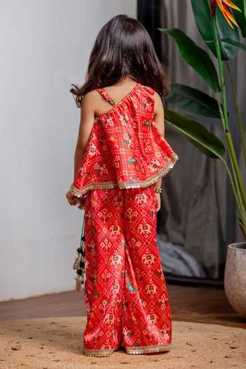Lil Angels Red Patola Pant Set