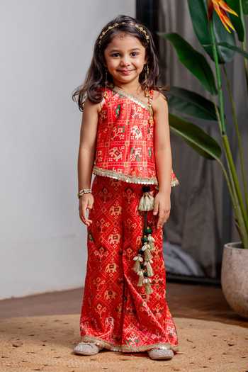 Lil Angels Red Patola Pant Set