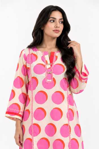 Buy Poppi Pink Cotton Round Neck Floral Print Kurta And Farshi Salwar Set Online at Aza Fashions Buy_Poppi_Pink Cotton Round Neck Floral Print Kurta And Farshi Salwar Set _Online_at_Aza_Fashions