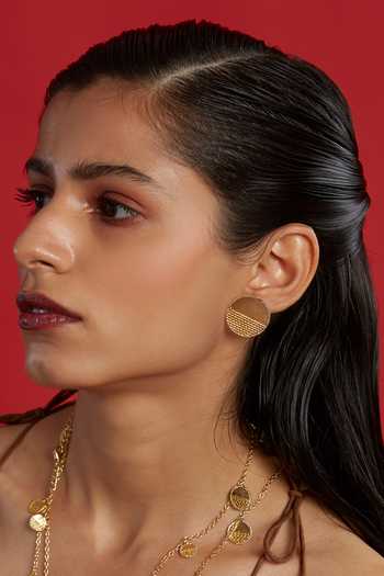 Buy The Slow Studio Gold Plated Luna Circular Stud Earrings Online at Aza Fashions Buy_The Slow Studio_Gold Plated Luna Circular Stud Earrings _Online_at_Aza_Fashions