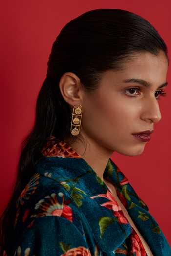 The Slow Studio Gold Plated Equinox Embellished Dangler Earrings Online at Aza Fashions The Slow Studio_Gold Plated Equinox Embellished Dangler Earrings _Online_at_Aza_Fashions