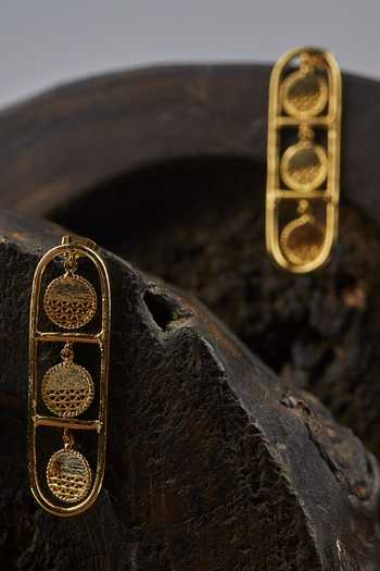 Buy The Slow Studio Gold Plated Equinox Embellished Dangler Earrings Online at Aza Fashions Buy_The Slow Studio_Gold Plated Equinox Embellished Dangler Earrings _Online_at_Aza_Fashions