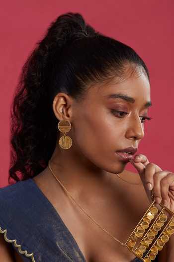 The Slow Studio Gold Plated Eclipse Embellished Earrings Online at Aza Fashions The Slow Studio_Gold Plated Eclipse Embellished Earrings _Online_at_Aza_Fashions