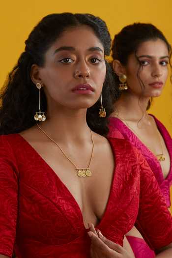 The Slow Studio Gold Plated Pendulum Shaped Earrings Online at Aza Fashions The Slow Studio_Gold Plated Pendulum Shaped Earrings _Online_at_Aza_Fashions