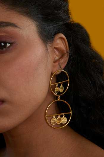 The Slow Studio Gold Plated Galactic Embellished Cutwork Earrings Online at Aza Fashions The Slow Studio_Gold Plated Galactic Embellished Cutwork Earrings _Online_at_Aza_Fashions