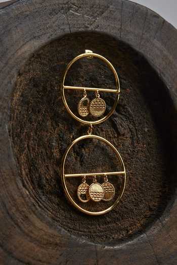 Shop The Slow Studio Gold Plated Galactic Embellished Cutwork Earrings Online at Aza Fashions Shop_The Slow Studio_Gold Plated Galactic Embellished Cutwork Earrings _Online_at_Aza_Fashions