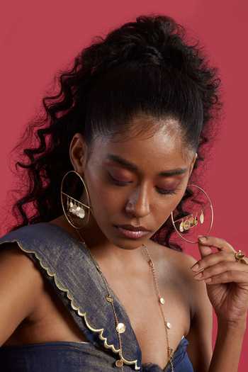 Shop The Slow Studio Gold Plated Nimbus Hoop Earrings Online at Aza Fashions Shop_The Slow Studio_Gold Plated Nimbus Hoop Earrings _Online_at_Aza_Fashions