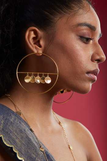 The Slow Studio Gold Plated Nimbus Hoop Earrings at Aza Fashions The Slow Studio_Gold Plated Nimbus Hoop Earrings _at_Aza_Fashions
