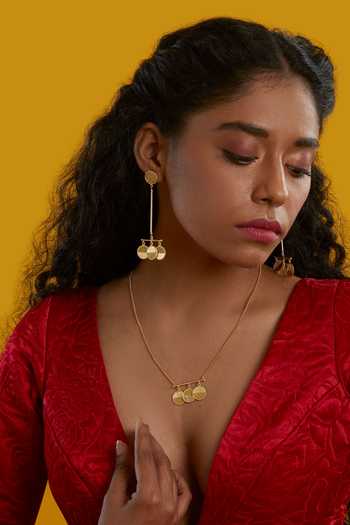 Shop The Slow Studio Gold Plated Sama Coin Embellished Pendant Necklace Online at Aza Fashions Shop_The Slow Studio_Gold Plated Sama Coin Embellished Pendant Necklace _Online_at_Aza_Fashions