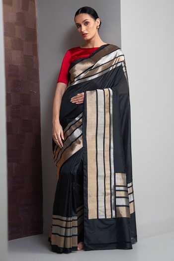 Sacred Weaves Linear Stripe Woven Saree 