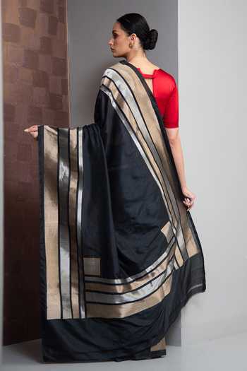 Sacred Weaves Linear Stripe Woven Saree 