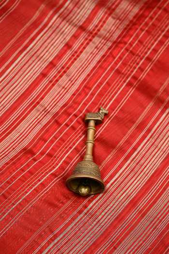 Buy_Sacred Weaves_Red Silk Stripe Woven Saree _Online_at_Aza_Fashions