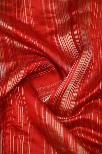 Shop_Sacred Weaves_Red Silk Stripe Woven Saree _Online_at_Aza_Fashions