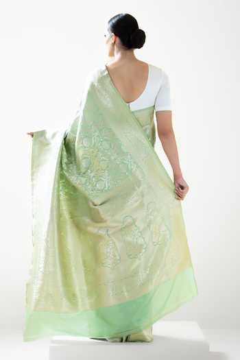 Sacred Weaves Floral Jaal Woven Saree 