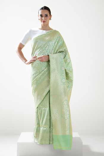 Sacred Weaves Floral Jaal Woven Saree 