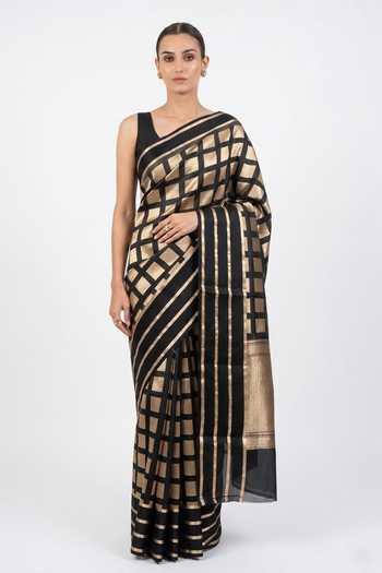Sacred Weaves Checkered Woven Saree 