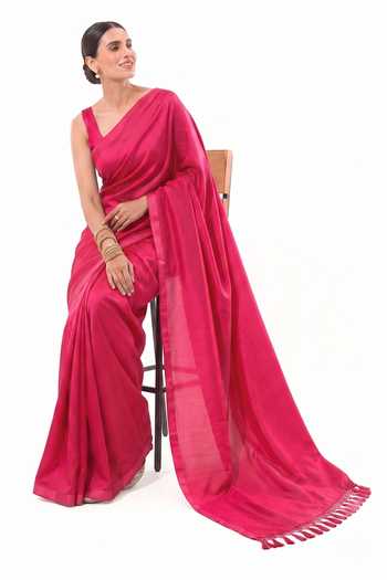 Sacred Weaves Silk Tassel Bordered Saree 