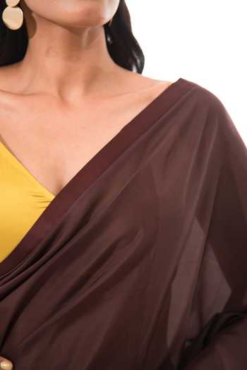 Sacred Weaves_Brown Silk Tassel Bordered Saree _Online_at_Aza_Fashions