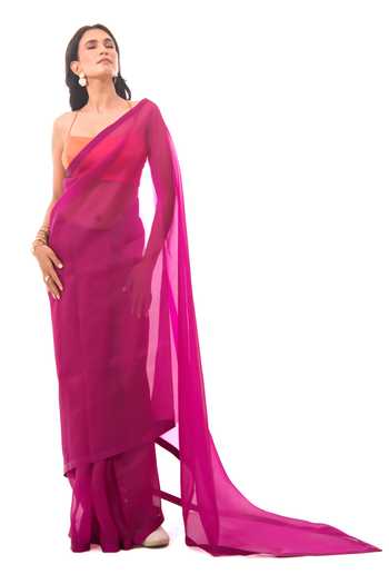Sacred Weaves Dark Magenta Handloom Saree 