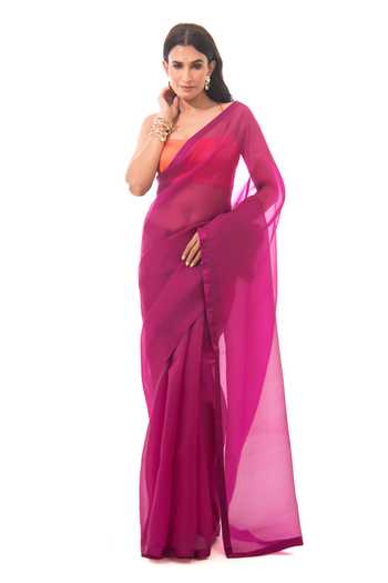 Sacred Weaves Dark Magenta Handloom Saree 