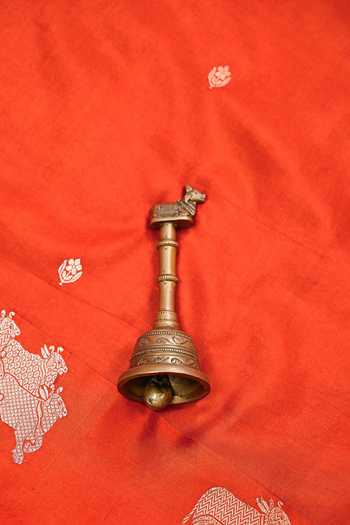 Sacred Weaves Orange Silk Animal Woven Saree Online at Aza Fashions Sacred Weaves_Orange Silk Animal Woven Saree _Online_at_Aza_Fashions