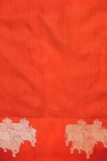 Sacred Weaves Orange Silk Animal Woven Saree at Aza Fashions Sacred Weaves_Orange Silk Animal Woven Saree _at_Aza_Fashions