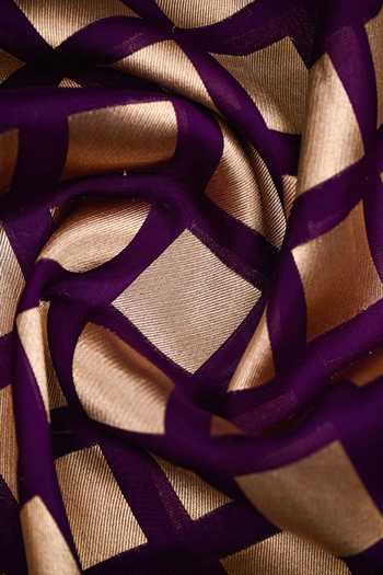 Sacred Weaves_Purple Silk, Organza Geometric Woven Saree _Online_at_Aza_Fashions