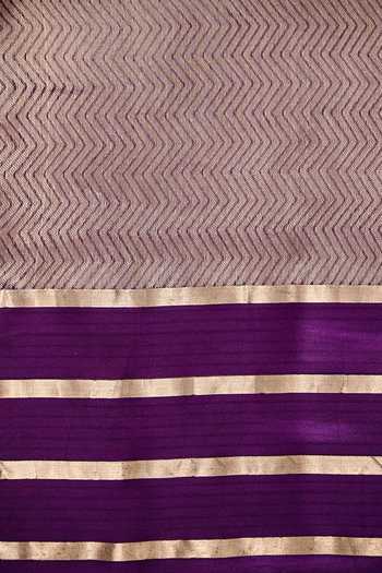 Sacred Weaves_Purple Silk, Organza Geometric Woven Saree _at_Aza_Fashions