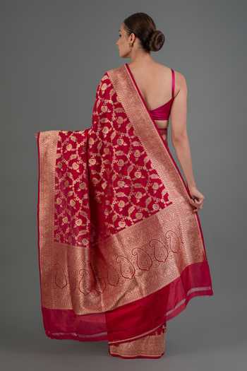 Sacred Weaves Meenakari Floral Woven Saree 