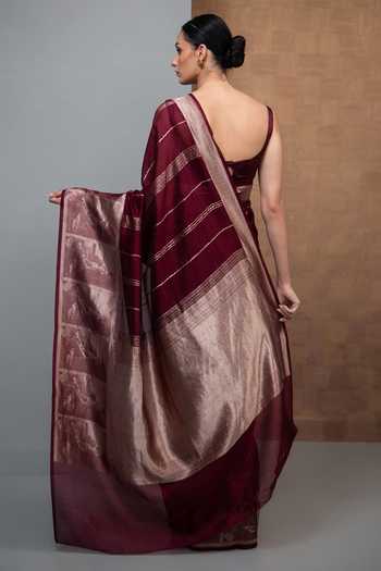 Sacred Weaves Stripe Woven Saree 