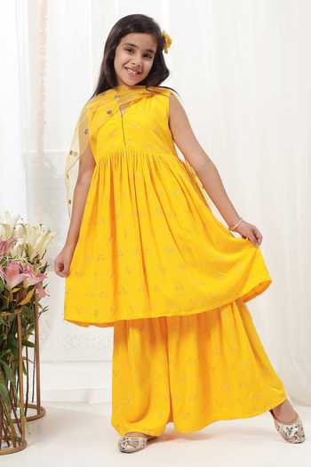 Little Bansi Embroidered Kurta Sharara Set 